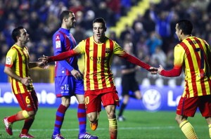 Barcelona vence 4-1 al Levante en el partido de ida de cuartos de la Copa del Rey