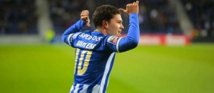 Quintero celebra su gol ante el Braga