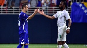 Amistoso entre bosnia y costa de marfil termina con victoria para los bosnios con goles de dzeko y descuento de drogba