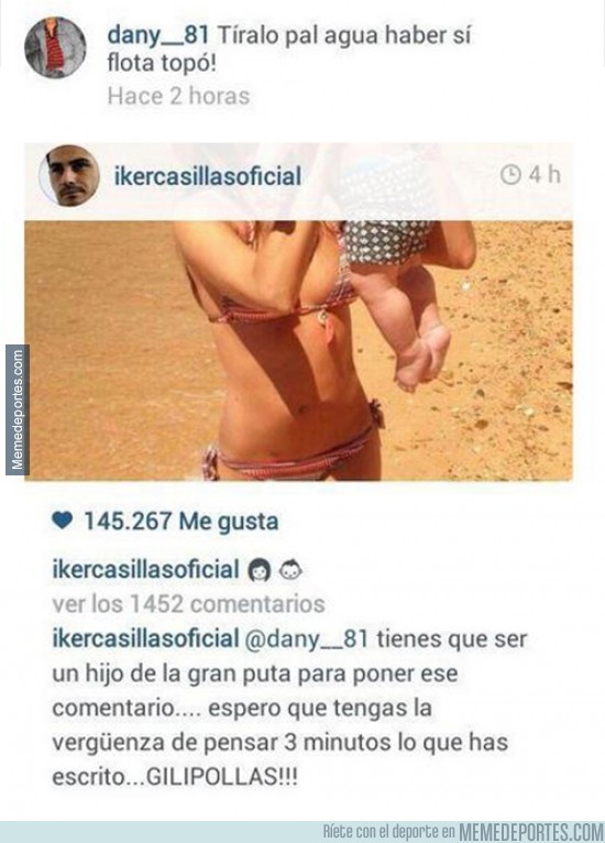 casillas insulta a un aficionado por instagram