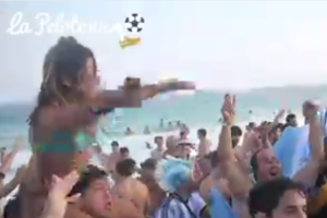 Celebración hinchas argentina ante suiza en rio