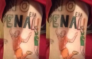 Un hincha de México se tatuó el penalti de Arjen Robben