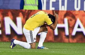 Así festejó Radamel Falcao García el primer gol de Colombia.