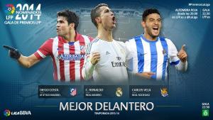 DIEGO COSTA, CR7 Y CARLO VELA NOMINADOS A MEJOR GOLEADOR DE LA LIGA BBVA 2013-14