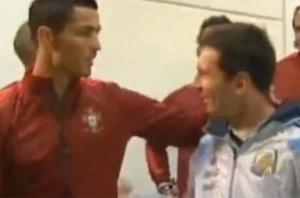 El saludo entre Cristiano Ronaldo y Lionel Messi antes del partido Portugal-Argentina