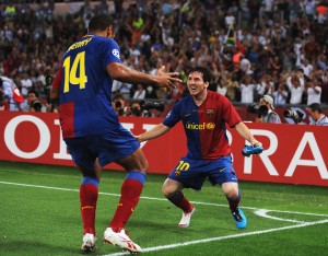 Messi y Henry en Barcelona