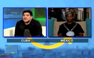 Curiosa charla de Maradona con Ronaldinho en un programa de televisión
