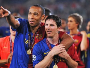 Henry y Messi en Barcelona