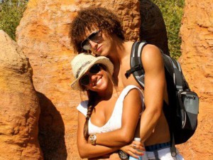 David Luiz, junto a su pareja Sara Madeira