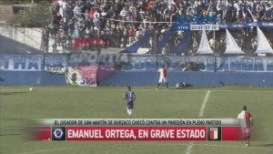 Ortega, de San Martin (B), chocó contra un paredón y sufrió una fractura de cráneo