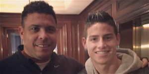 El astro brasileño está en Chile y se reunió con el '10' de la Selección Colombia.