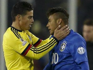 James consolando a Neymar