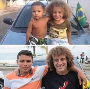 los niños que son iguales a thiago silva y david luiz