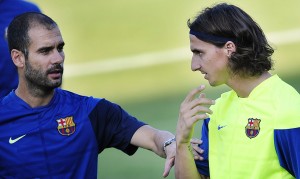 Zlatan Ibrahimovic y Pep Guardiola