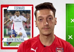 Mesut Özil ha elegido su once ideal, en el que incluye a varios de sus excompañeros en el Real Madrid… y no a Messi. Su once está compuesto por Iker Casillas (”uno de los mejores porteros del mundo”), Sergio Ramos (”el mejor central del mundo”), Jerome Boateng, Marcelo (”nunca he visto a un defensa con su técnica”), Philipp Lahm, Xabi Alonso (”nunca vi a nadie con su habilidad para dar pases fantásticos”), Santi Cazorla, Cristiano Ronaldo (”marca muchos goles y es muy ambicioso”), Di María, Karim Benzema (”para mí, el delantero más completo”) y Serge Gnabry.