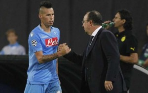 Hamsik y Benitez en Napoli