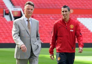 Ángel Di María y Louis van Gaal en el Manchester United