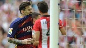 #Barcelona: #Messi erró este penal contra el Athletic de Bilbao. Messi Triste.