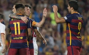 Neymar, Messi y Suárez juntos en el fc barcelona como tridente MSN