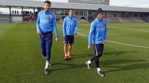 Neymar, Suárez y Piqué en Barcelona