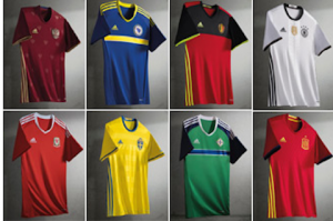 Adidas dio a conocer oficialmente todas las camisetas para la próxima Eurocopa de Francia 2016 de Alemania, Bélgica, Irlanda del Norte, Suecia, Dinamarca, Bosnia y Herzegovina, España, Rusia y Gales.