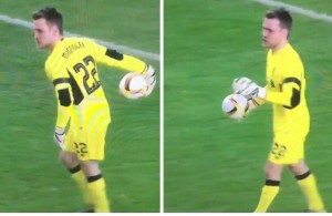 Mignolet retuvo 20 segundos el balón y le regaló un tiro libre indirecto al bordeaux en la UEFA Europa League.