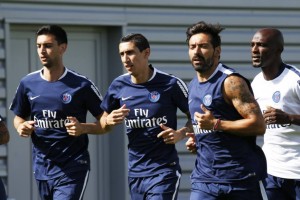Di María, Lavezzi y Pastore con el PSG