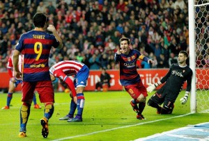 Messi celebrando su gol 300