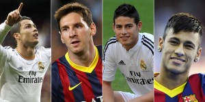 Ronaldo, James, Messi y Neymar