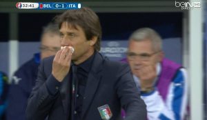 conte sangra la boca tras ewl gol de italia ante belgica en la euro 2016