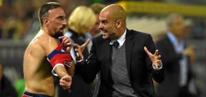 Ribéry y Pep en pleno partido