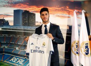 Marco Asensio en su presentación con el Real Madrid
