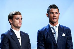 Griezmann y Cristiano en la gala de la UEFA