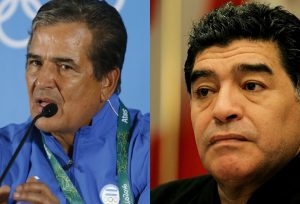 Jorge Luis Pinto y Diego Armando Maradona en foto compartida