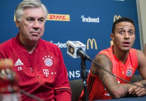 Ancelotti y Thiago Alcántara en rueda de prensa
