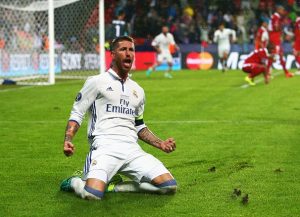 sergio ramos celebra el gol agónico ante el sevilla en la supercopa de europa 2016 en noruega