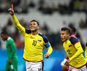 Teo gutierrez celebra un gol ante nigeria en rio 2016