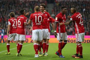 Bayern Munich festejando ante el Hertha