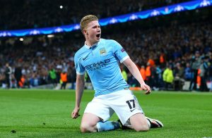 Kevin De Bruyne celebrando un gol con el Manchester City