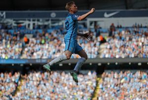 Kevin De Bruyne celebrando un gol con el Manchester City