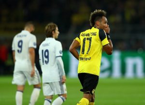 Aubameyang celebrando un gol contra el Real Madrid