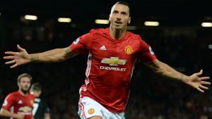 Ibrahimovic celebrando con Manchester United