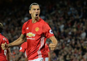 Ibrahimovic celebrando un gol con el Manchester United