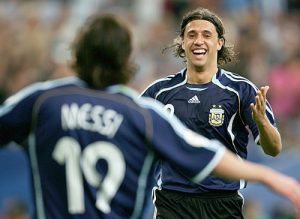 Crespo y Messi con la Selección Argentina