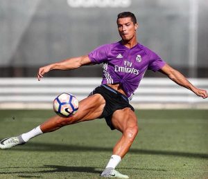 Cristiano Ronaldo durante un entrenamiento del Real Madrid