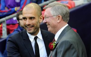 Guardiola y Ferguson en la final de la Champions 10-11