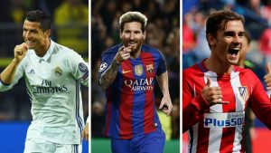 Griezmann, Cristiano y Messi
