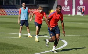 Marlos Santos entrenando con Barcelona