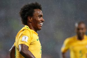 Willian celebrando con Brasil un gol