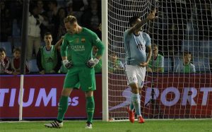 ter stegen se lamenta tras el error ante el celta de vigo por la liga